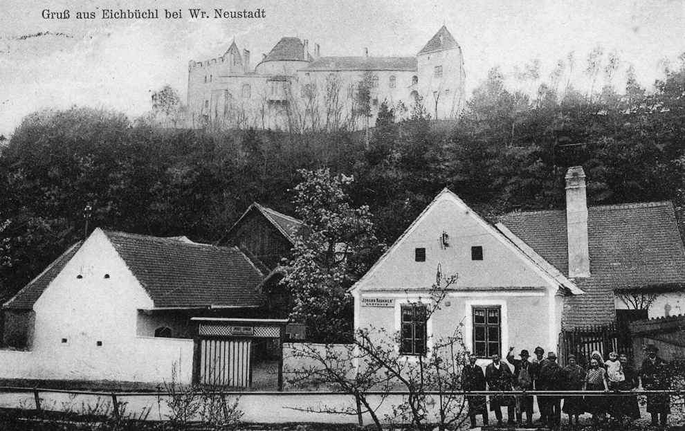 Bildervergleich Eichbüchl - Gasthaus Kruckner, Fromwald, Kainzinger - mit Blick auf Schloss Eichbüchl (Aufnahmedatum: ?) mit Aufnahme vom 22.3. 2014 (JoSt)