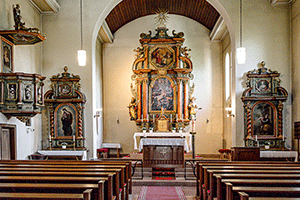 Bildvergleich - Dorfkirchen Kirchenraum vor 1944 und 2018