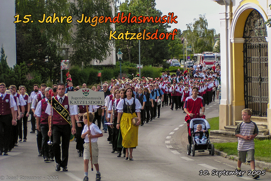 Foto Collage-JoSt - Blasmusikkapellen - Festzug zum Sportplatz Katzelsdorf - Fotograf Josef Strassner