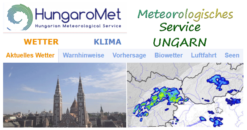 Meteorologisches Service Ungarn mit vielen Infos auf Deutsch